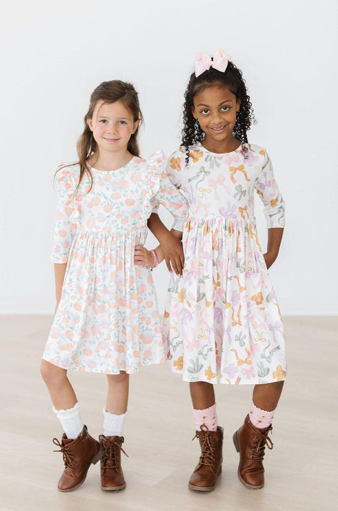 boho-bows-3-4-sleeve-pocket-twirl-dress Mila &  Rose - Sophia's Style--2T--3